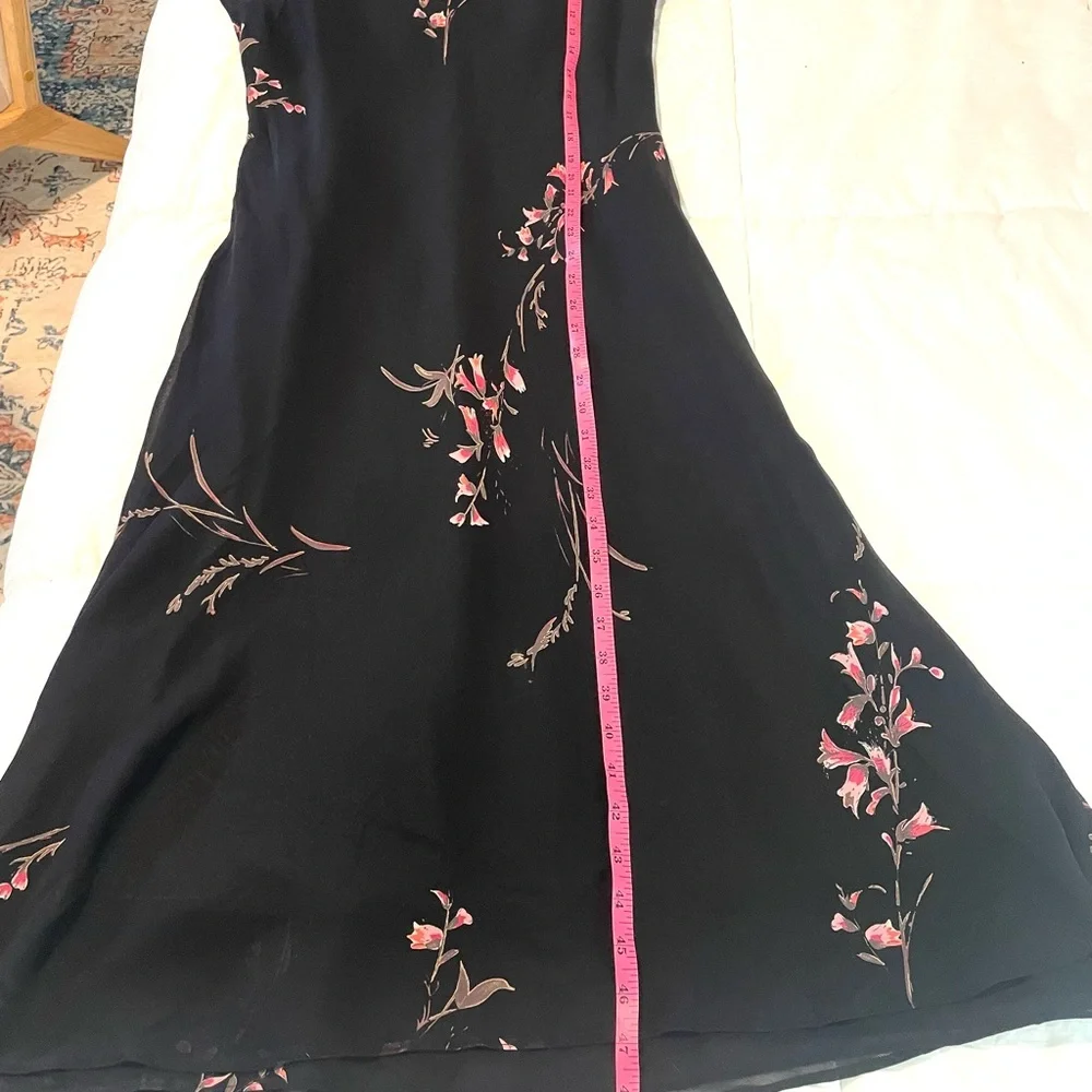 EVAN PICONE Y2K Black Floral Design Chiffon Shift Dress Ruffle Straps SZ 10 EUC - Picture 9 of 9